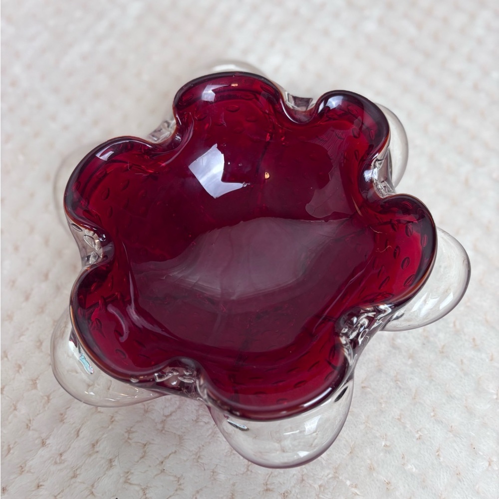 Vintage Murano Italy Hand Blown Bullicante Glass Bowl/Dish